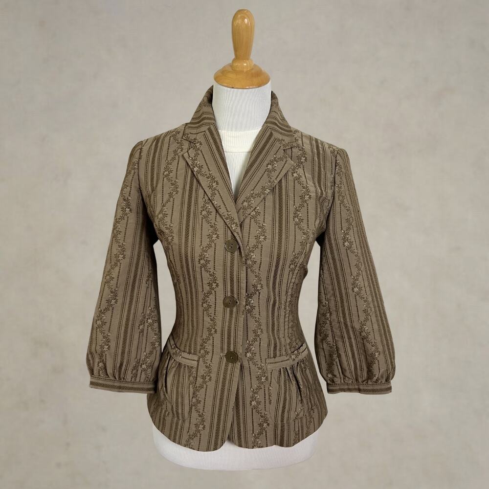 Vintage Y2K JJill Olive Green Blazer XS Lace Up Corset‎ Back Jacket